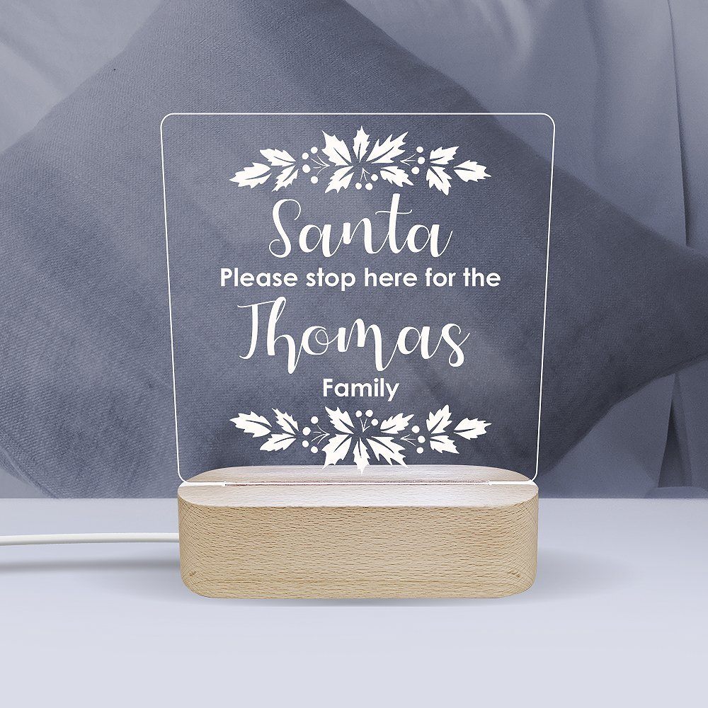 Santa Wreath - Personalised Night Light