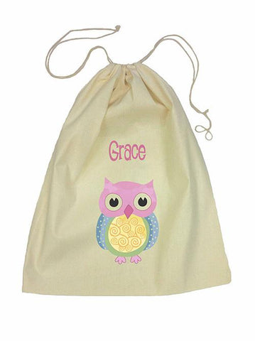 Drawstring Bag - Pink Owl