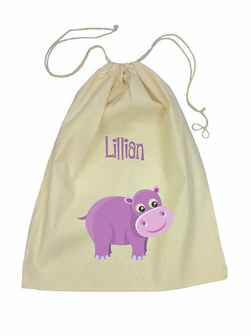 Drawstring Bag - Purple Hippo