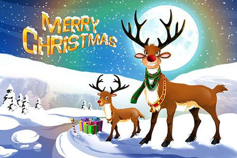 Reindeer in Snow Santa Postcard