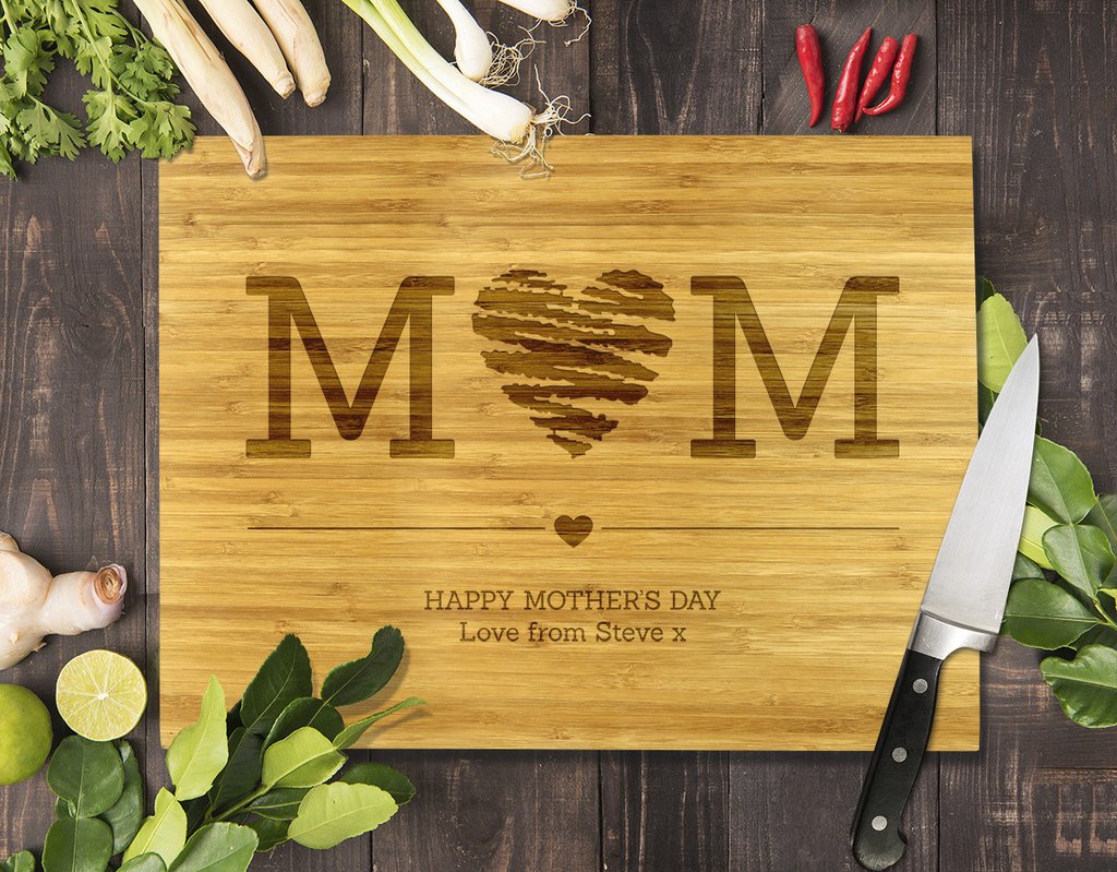 Mum Heart Bamboo Cutting Board 12x16"