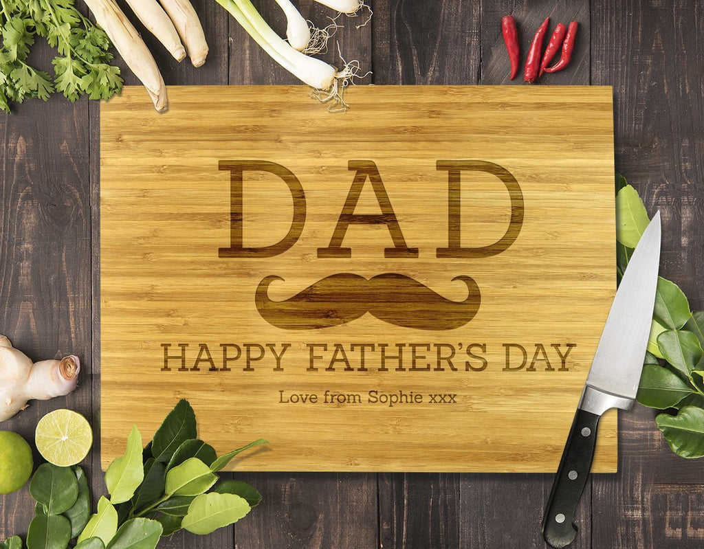 Dad Moustache Bamboo Cutting Board 12x16