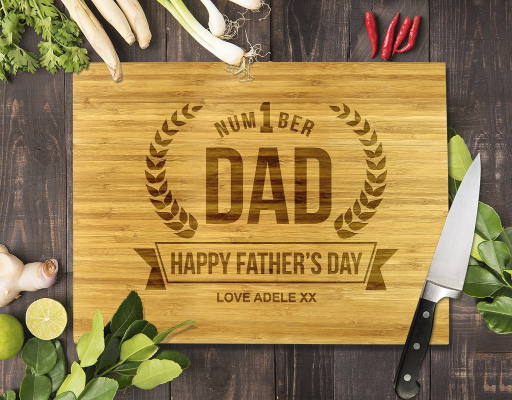 Number 1 Dad Bamboo Cutting Board 12x16