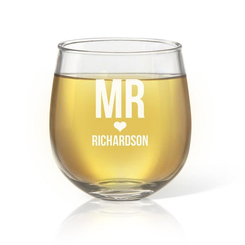 Mr Love Stemless Wine Glass