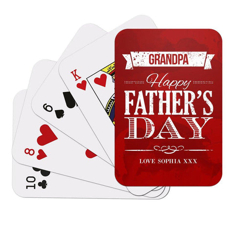 Red Happy Father's Day Playing Cards