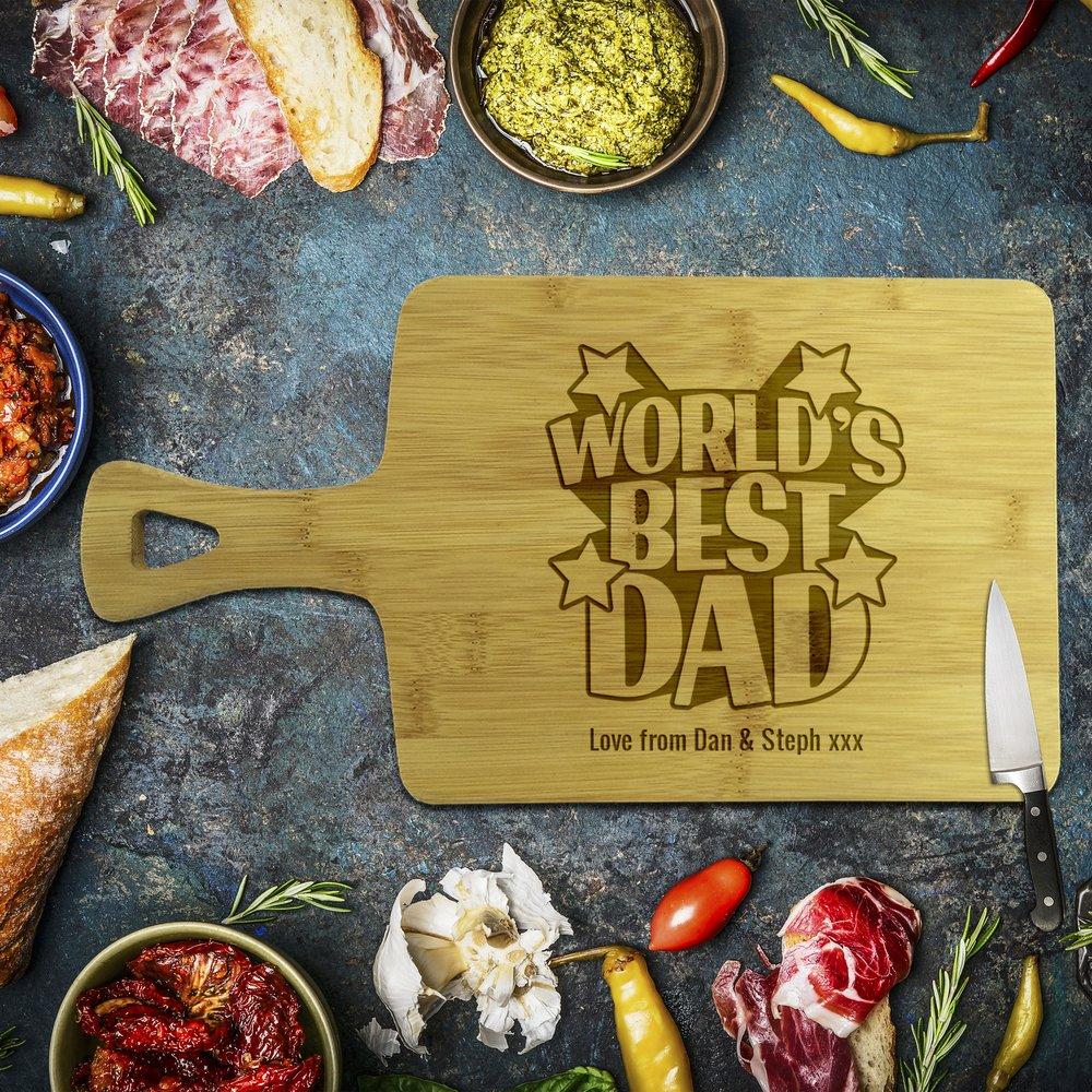 World's Best Dad Rectangle Bamboo Serving Board