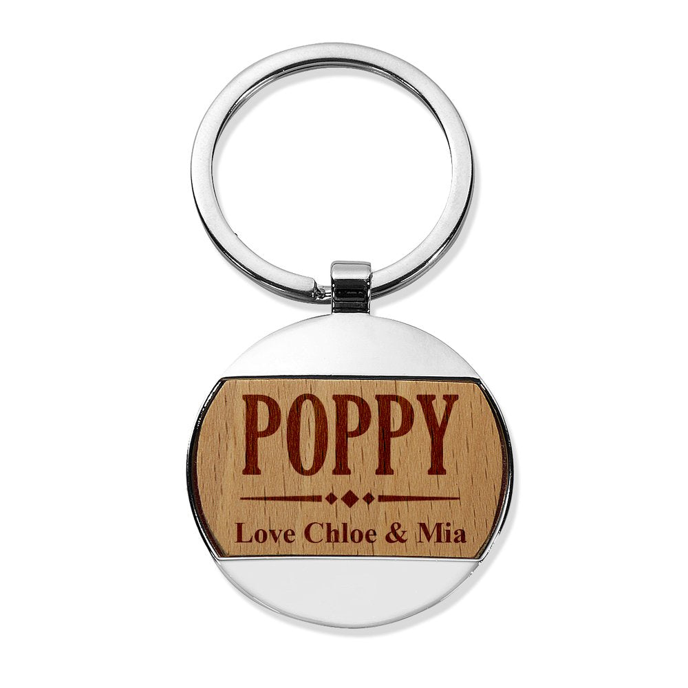 Poppy Round Metal Keyring