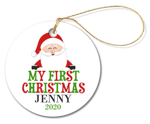 My First Christmas Round Porcelain Ornament