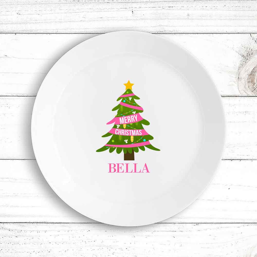 Pink Christmas Kids Plate