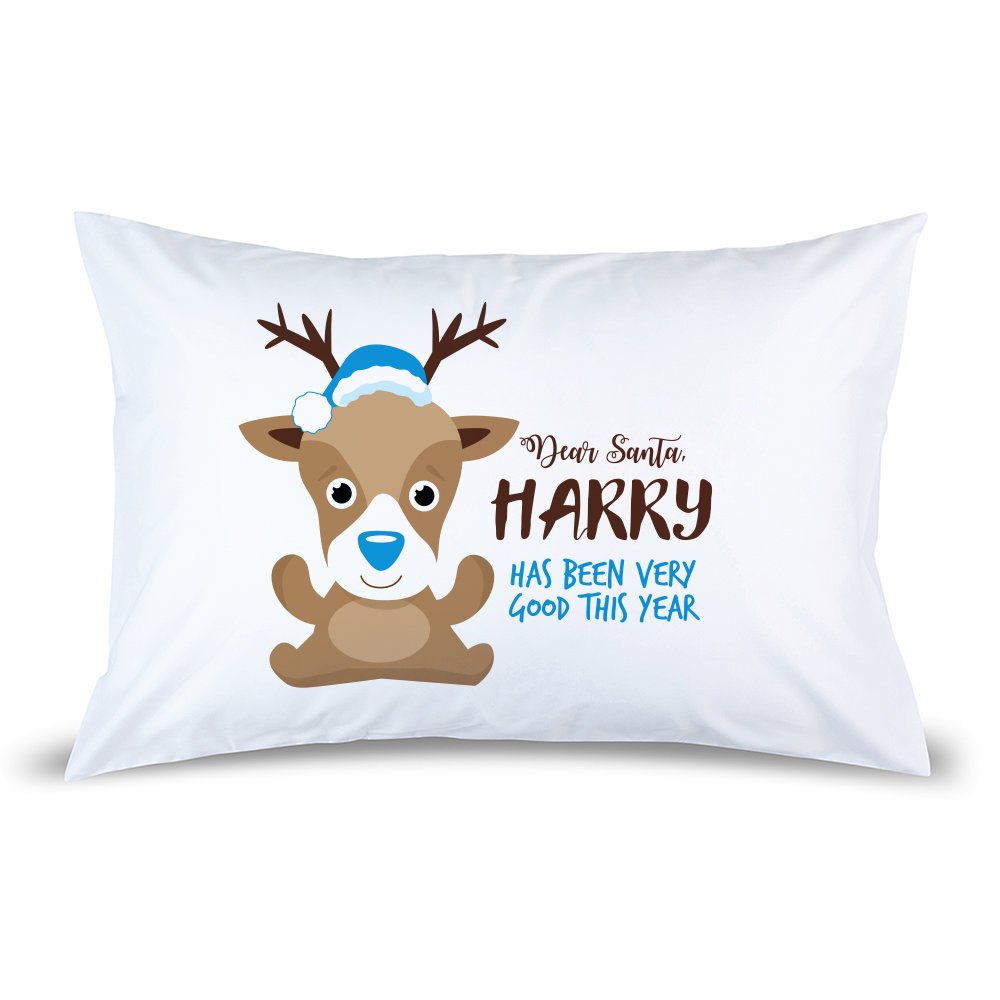 Blue Reindeer Pillow Case