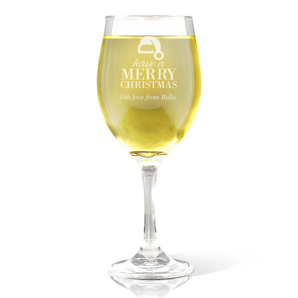 Santa Hat Wine 410ml Glass