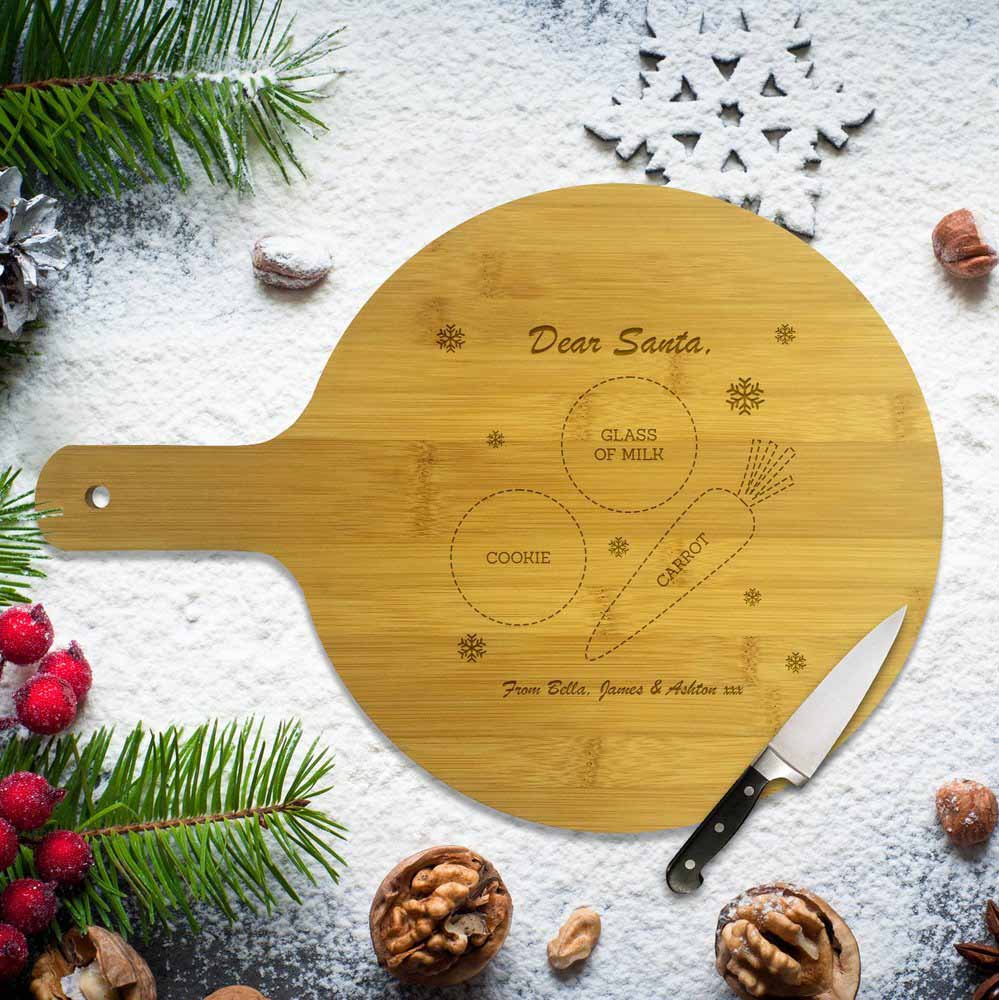 Dear Santa Round Bamboo Serving Board