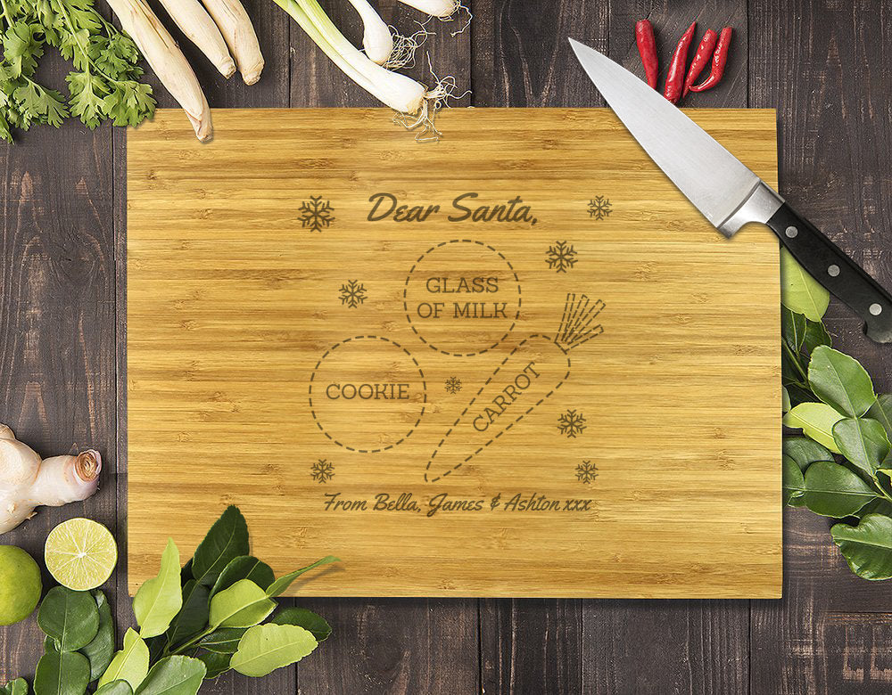 Dear Santa Christmas Bamboo Cutting Board 8x11"