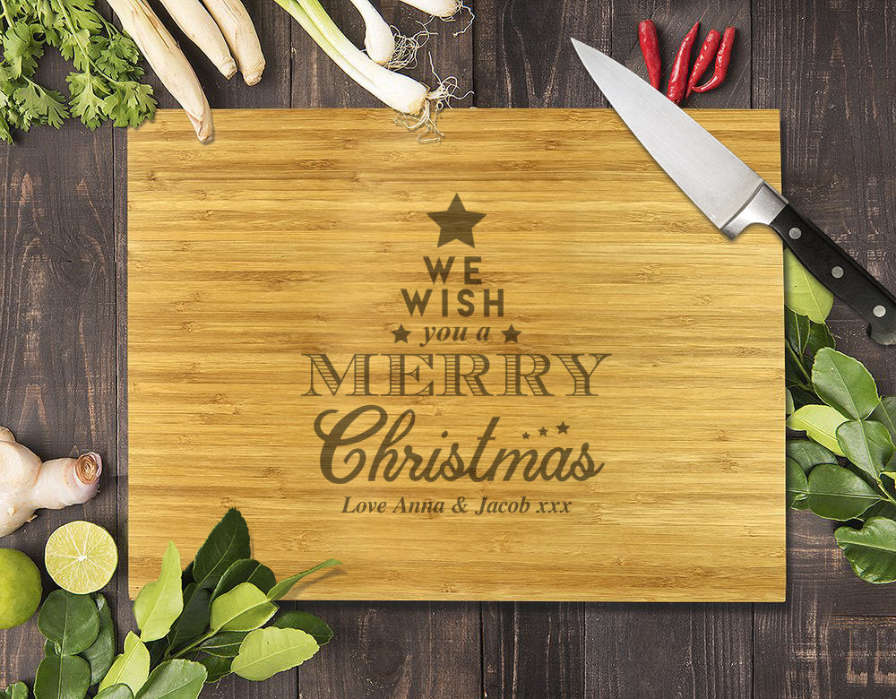 Star Christmas Bamboo Cutting Board 8x11"