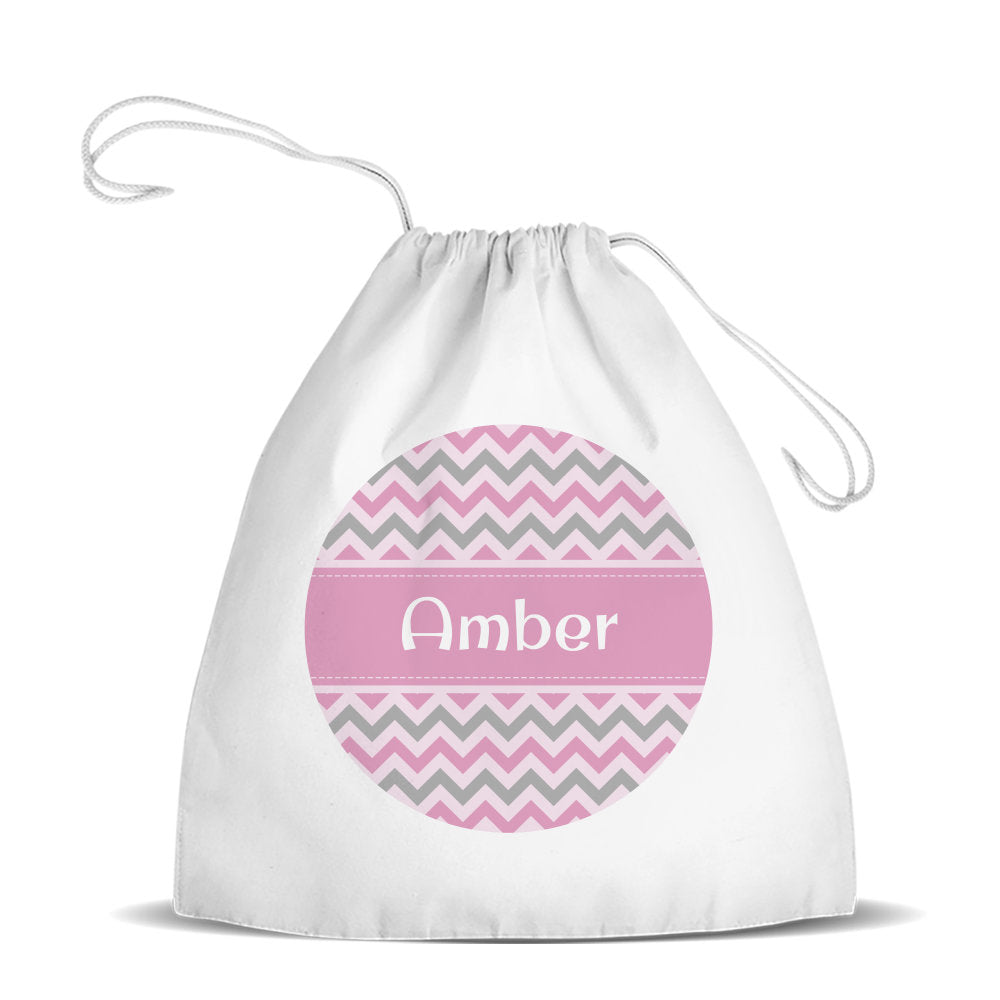 Chevron White Drawstring Bag