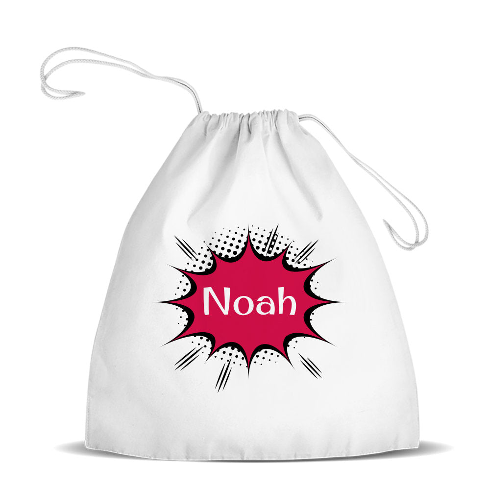 Comic White Drawstring Bag