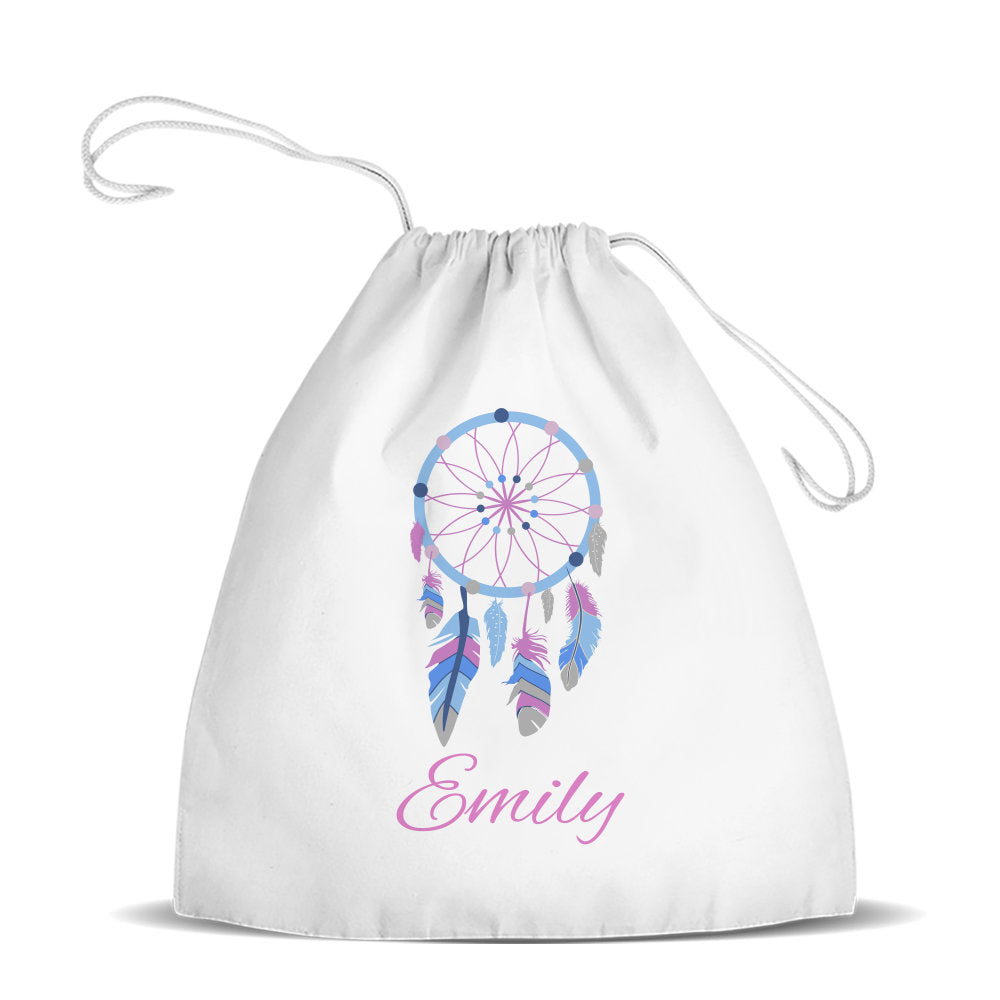 Dream Catcher White Drawstring Bag