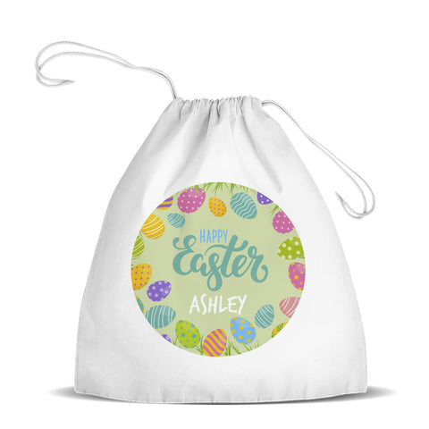 Easter Hunt White Drawstring Bag