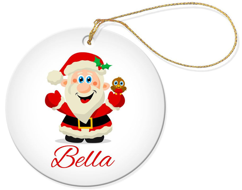 Jolly Santa Round Porcelain Ornament