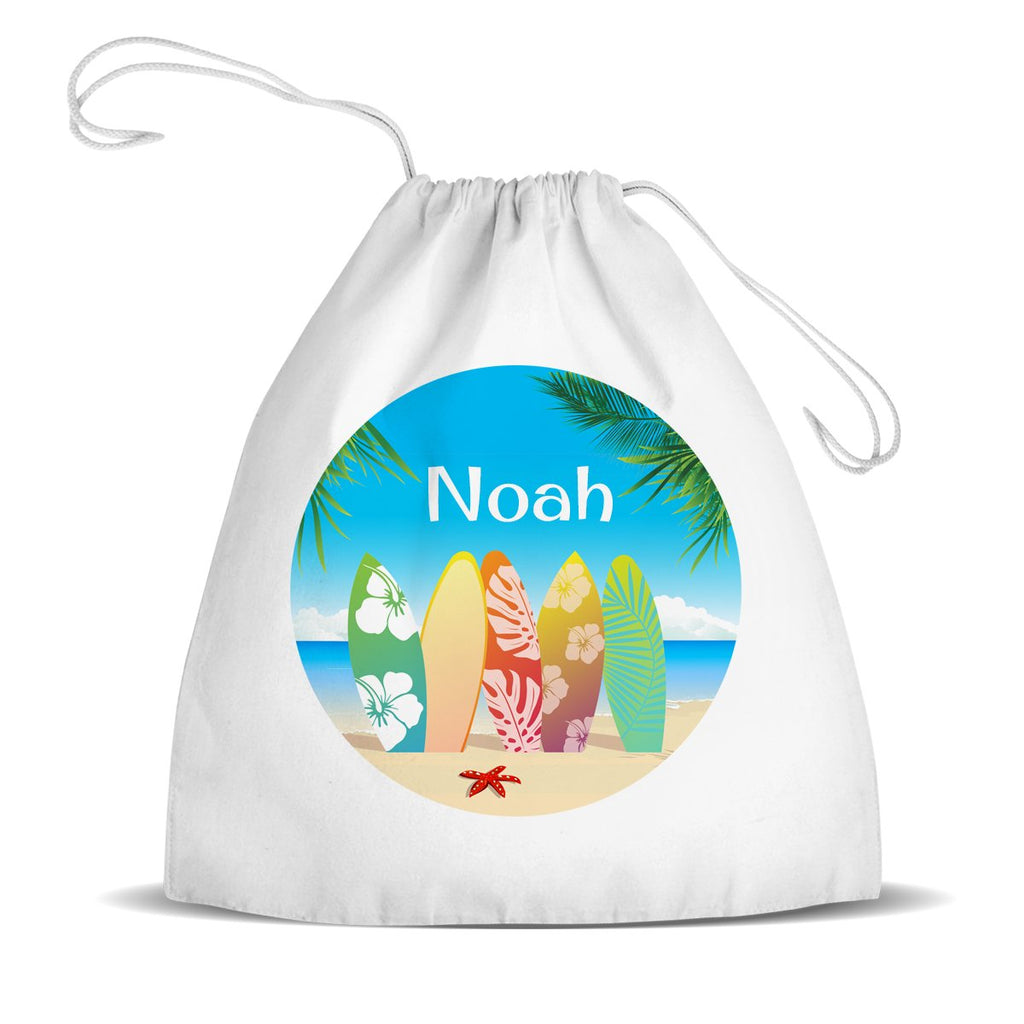 Beach White Drawstring Bag