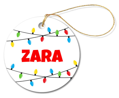 Christmas Lights Round Porcelain Ornament