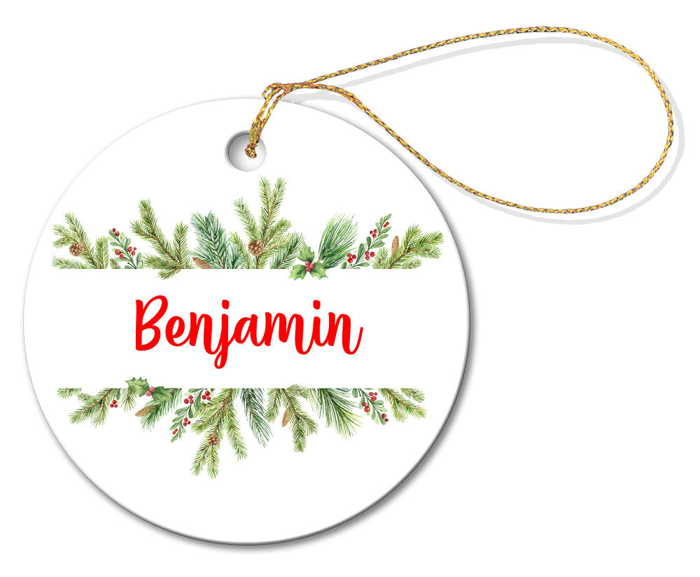 Pine Branches Porcelain Ornament