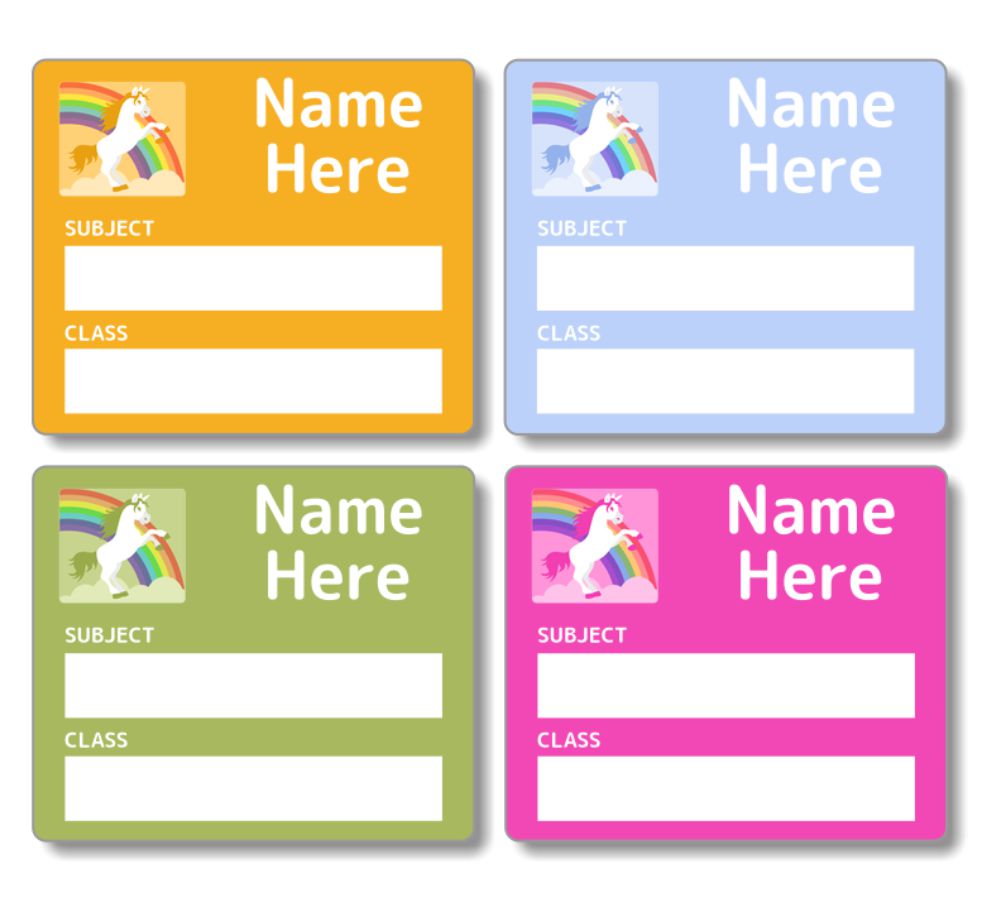 Rainbow Unicorn - School Book Label (Pack of 16)