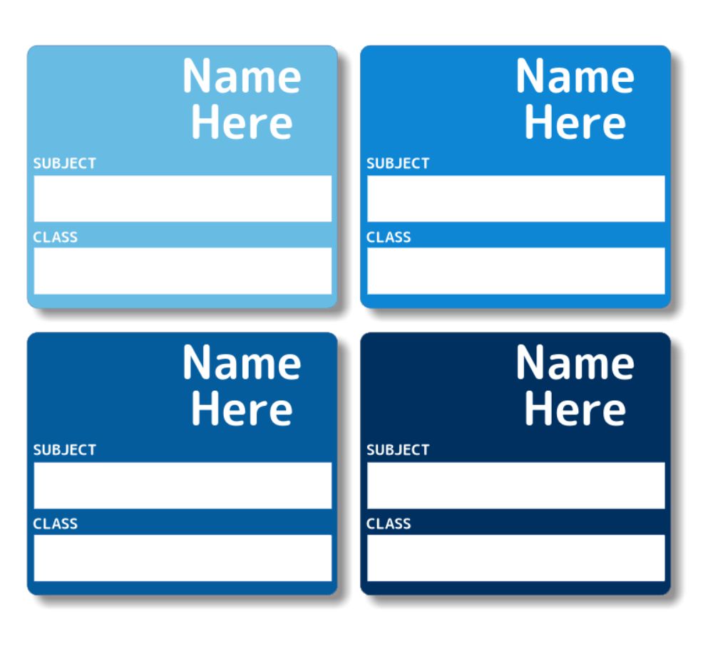 Multi Colour - Blues - School Book Label (Pack of 16)