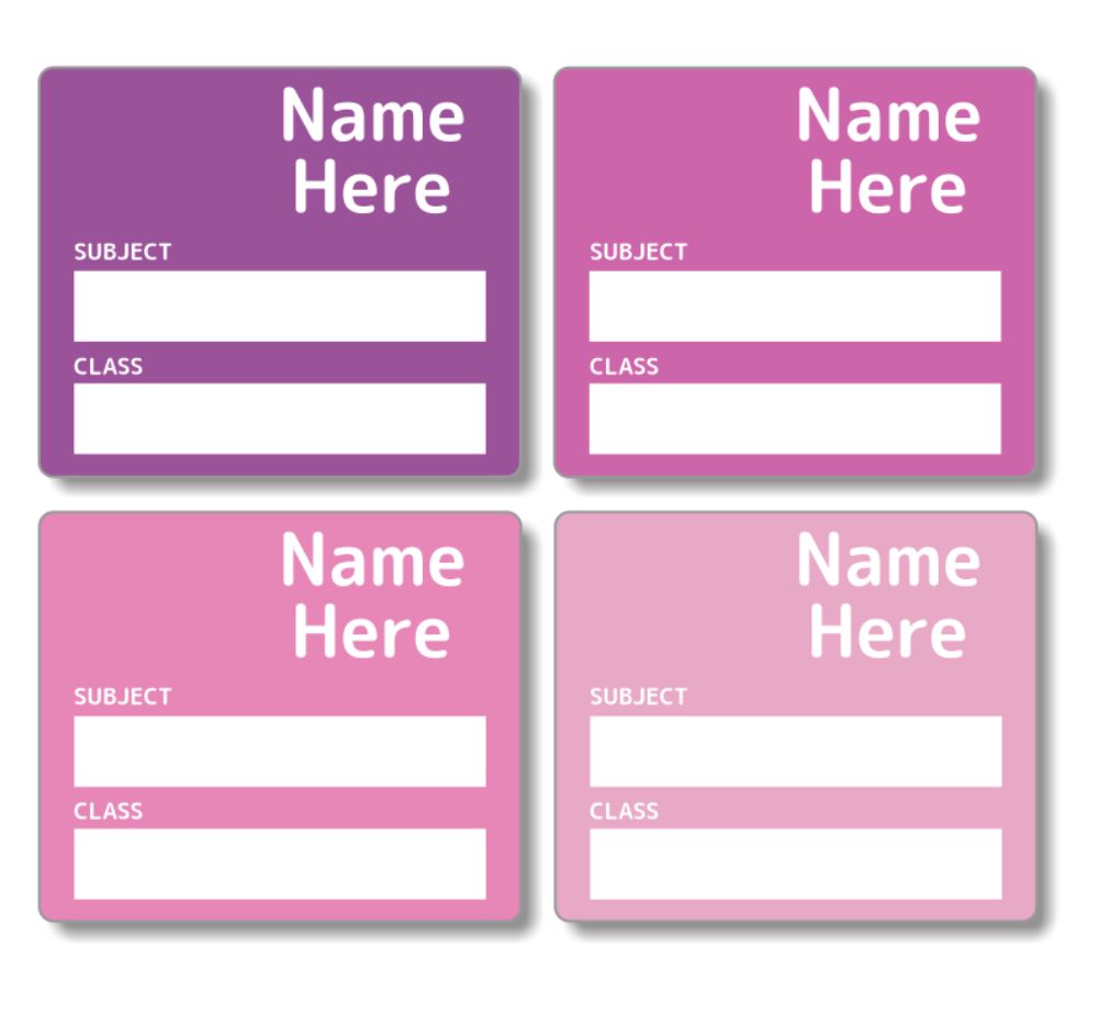 Multi Colour - Magenta - School Book Label (Pack of 16)