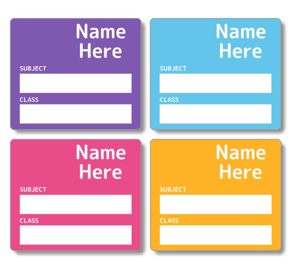 Multi Colour - Vivid  - School Book Label (Pack of 16)