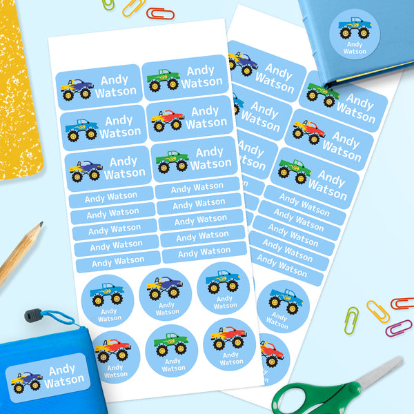 Monster Truck -  Mixed Name Label Pack