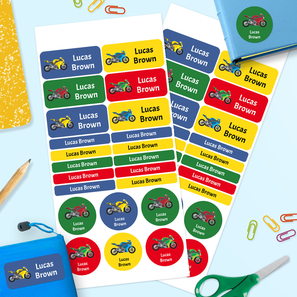 Motorbike -  Mixed Name Label Pack