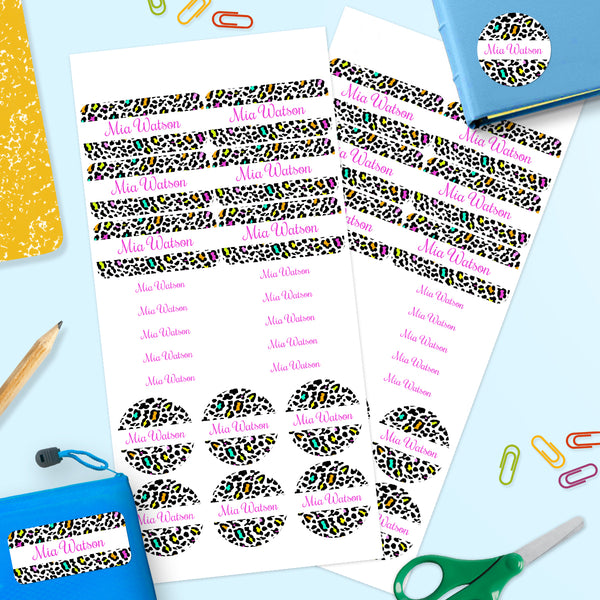 Leopard Print -  Mixed Name Label Pack