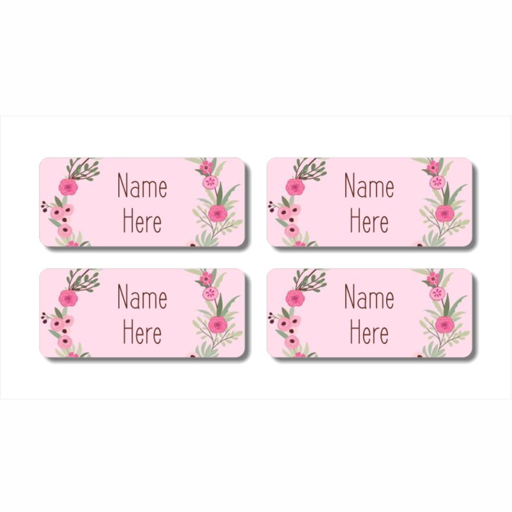 Flower Wreath Rectangle Name Labels (Pack of 32)