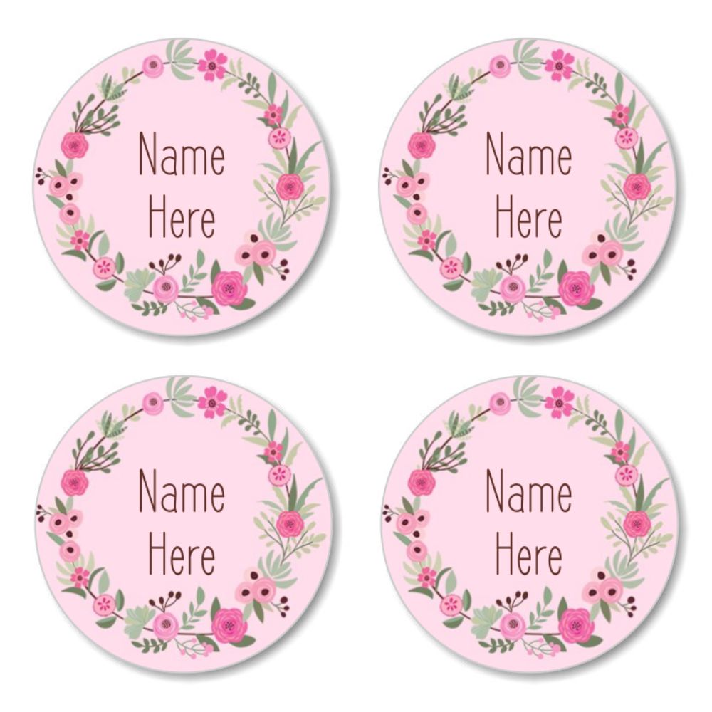 Flower Wreath Round Label (Pack of 30)