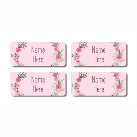 Flower Wreath Rectangle Name Labels (Pack of 32)