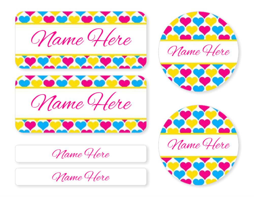 Hearts - Mixed Name Label Pack