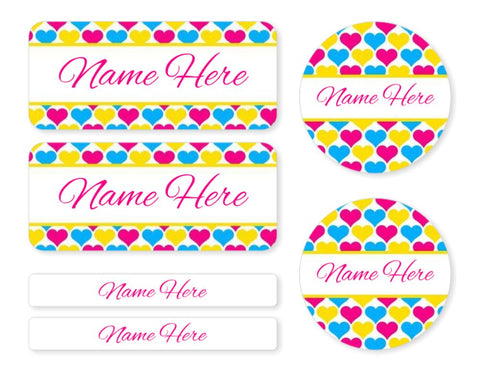 Hearts -  Mixed Name Label Pack