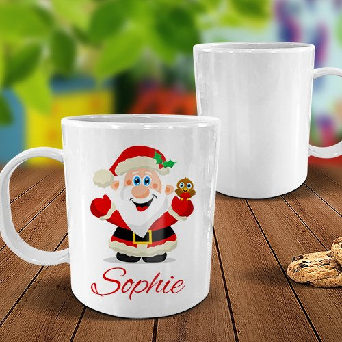 Jolly Santa White Plastic Mug