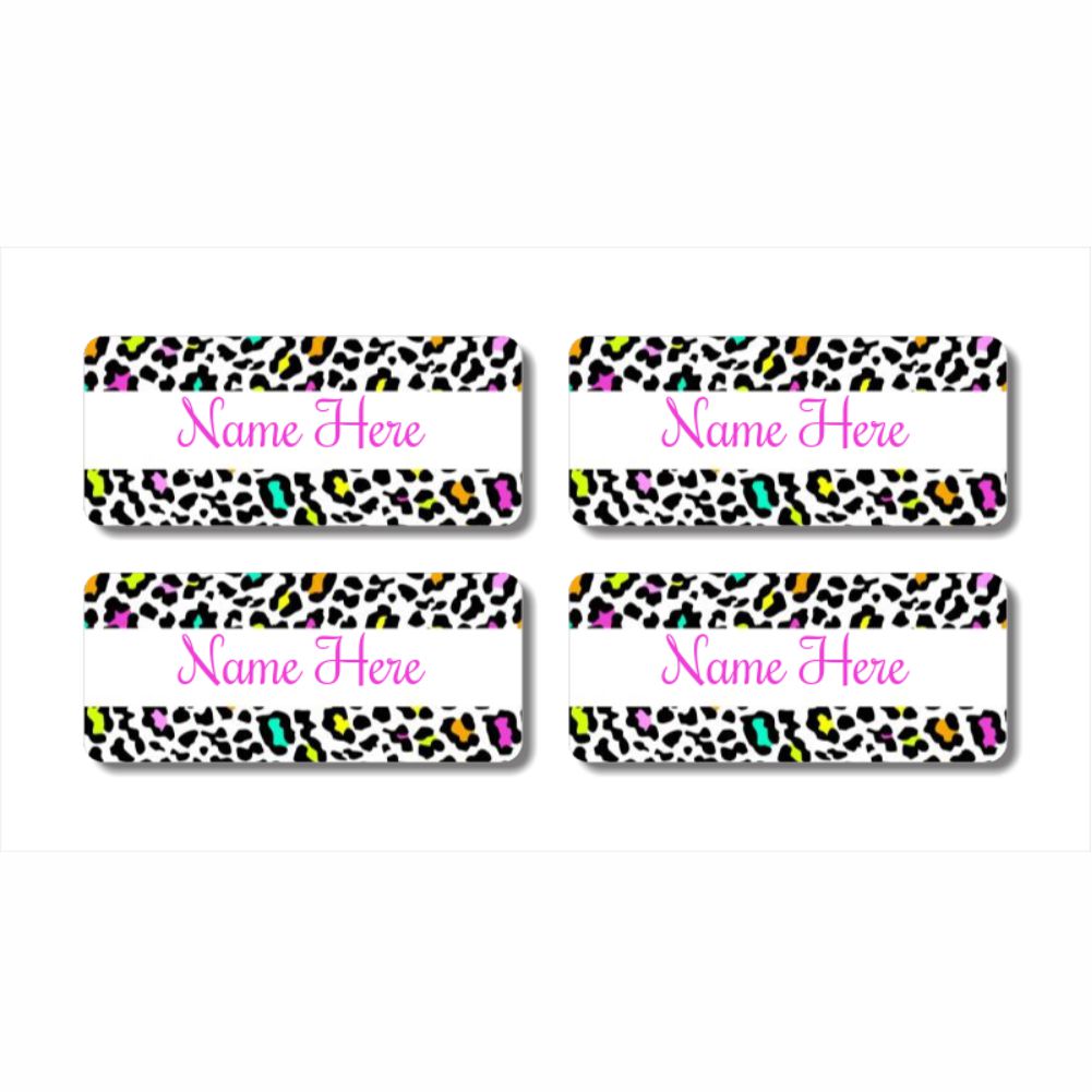 Leopard Print Rectangle Name Labels (Pack of 32)