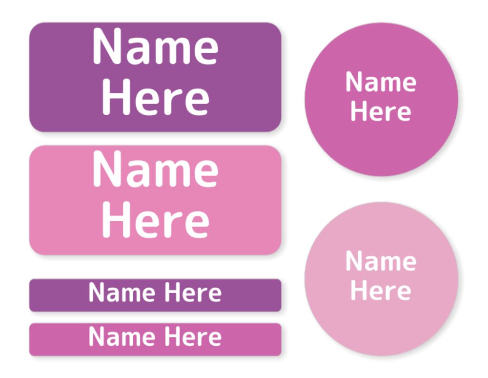 Multi Colour - Magenta - Mixed Name Label Pack