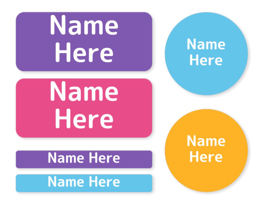 Multi Colour - Vivid -  Mixed Name Label Pack