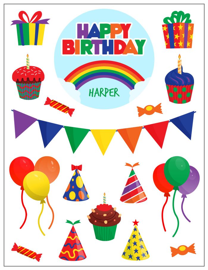 Rainbow Birthday Sticker Pack