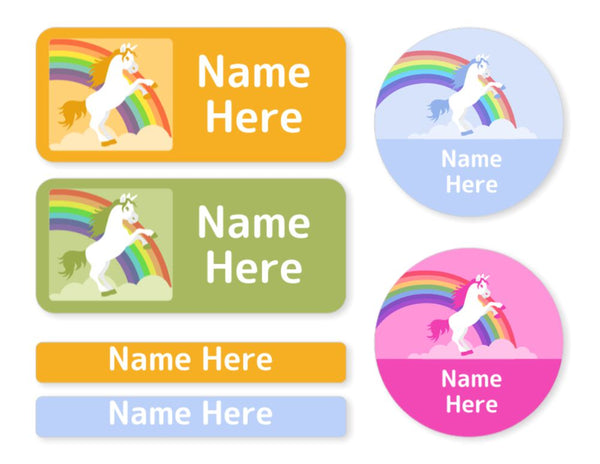 Rainbow Unicorn -  Mixed Name Label Pack