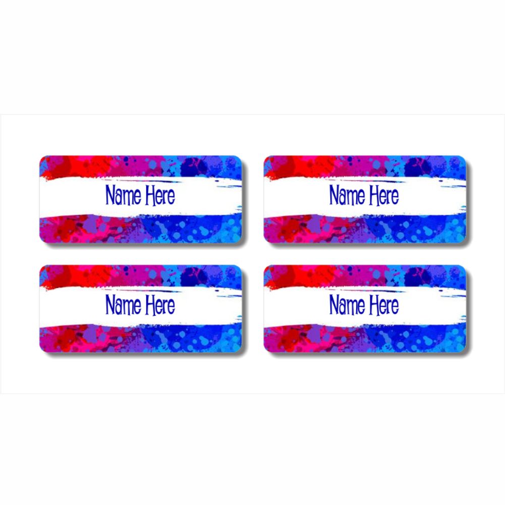 Splatter Rectangle Name Labels (Pack of 32)