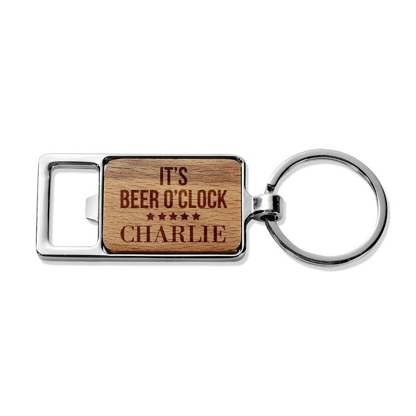 Beer O'Clock Rectangle Metal Keyring