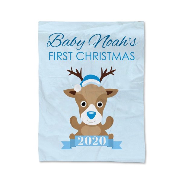 Blue First Christmas Blanket - Medium