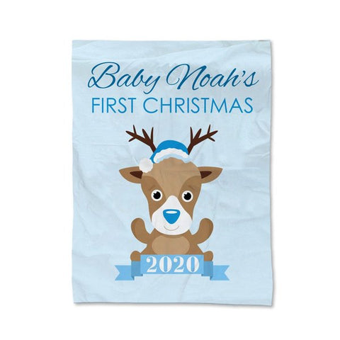 Blue First Christmas Blanket - Medium