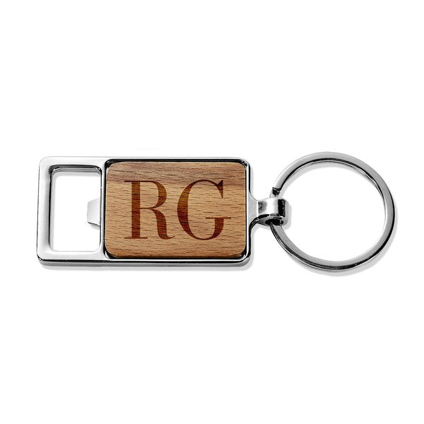 Initials Rectangle Metal Keyring