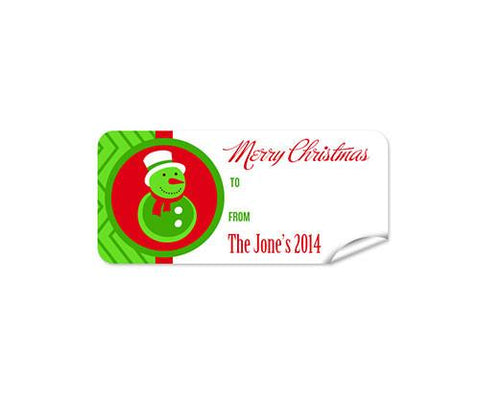Green Snow Man 27pk Label Christmas